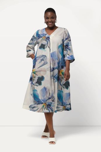 Plus size veliki brojevi Haljina s 3/4 rukavima A kroja za punije