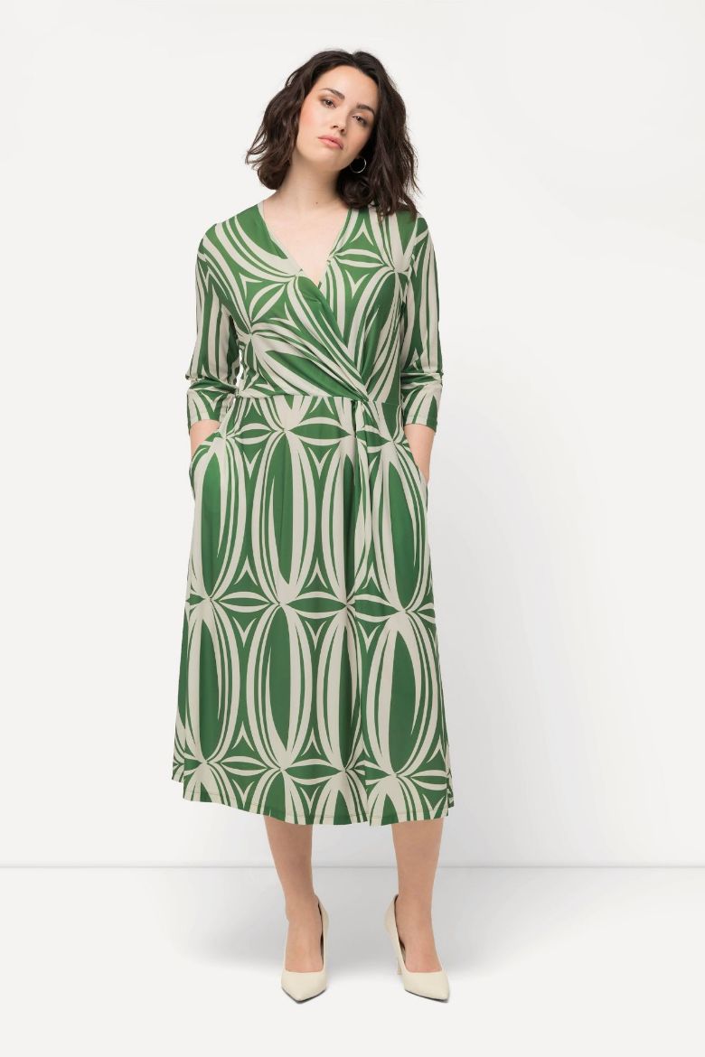 Plus size veliki brojevi Haljina Midi s 3/4 rukavima A kroja za punije