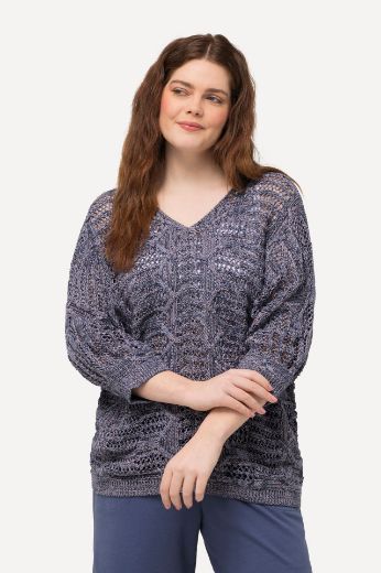 Plus size veliki brojevi Pulover s 3/4 rukavima V izreza za punije
