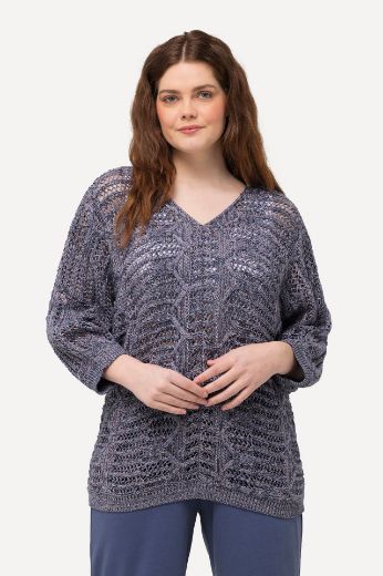 Plus size veliki brojevi Pulover s 3/4 rukavima V izreza za punije