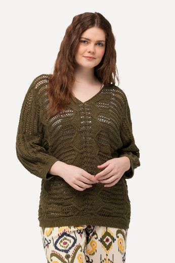 Plus size veliki brojevi Pulover s 3/4 rukavima V izreza za punije
