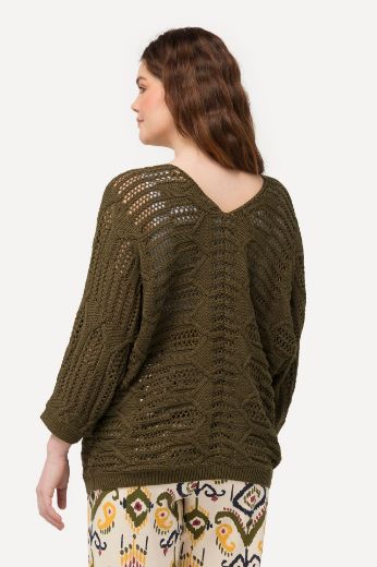 Plus size veliki brojevi Pulover s 3/4 rukavima V izreza za punije