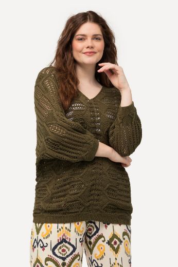 Plus size veliki brojevi Pulover s 3/4 rukavima V izreza za punije