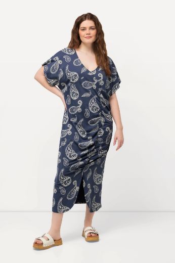 Plus size veliki brojevi Haljina kratkih rukava asimetričnog kroja za punije