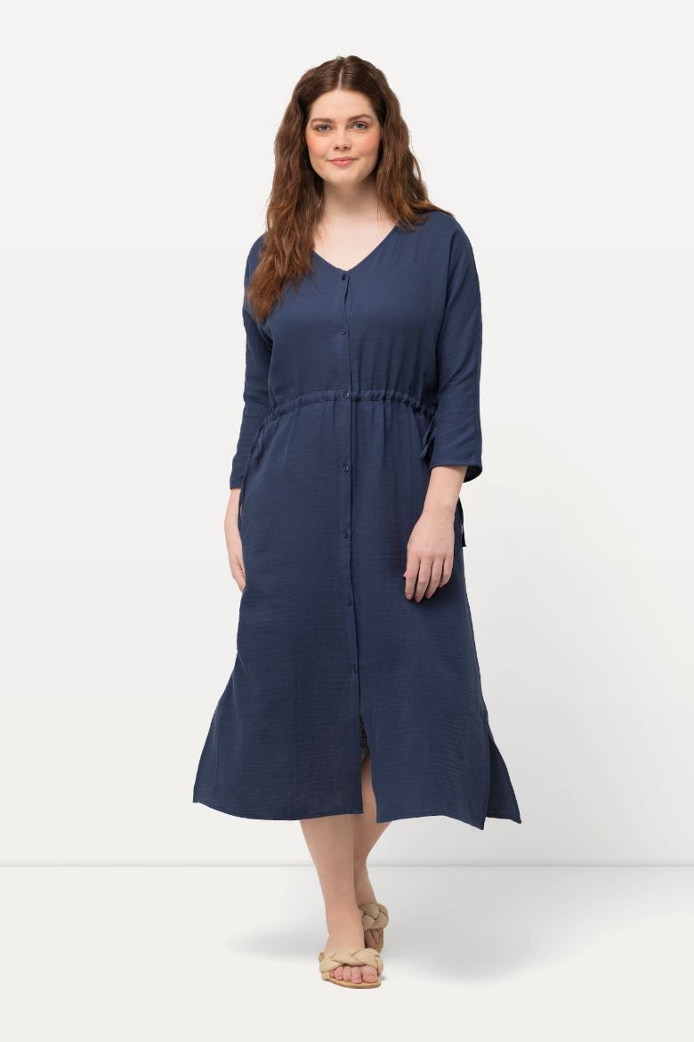 Plus size veliki brojevi Haljina s 3/4 rukavima V izreza za punije