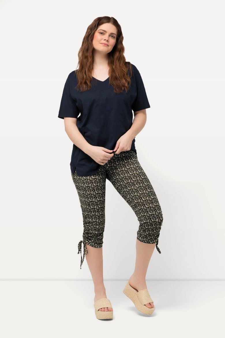 Plus size veliki brojevi Tajice Capri s bočnim vezanjem na nogavicama za punije