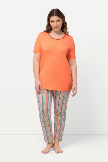 Plus size veliki brojevi Pidžama kratkih rukava na pruge za punije