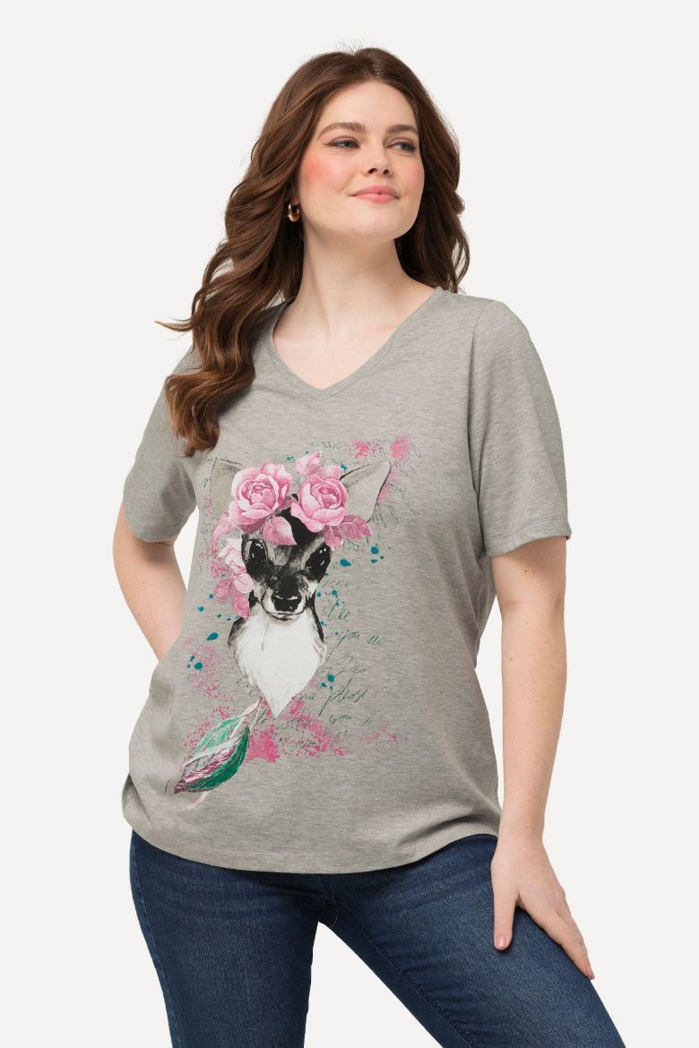 Plus size veliki brojevi Majica kratkih rukava V izreza za punije