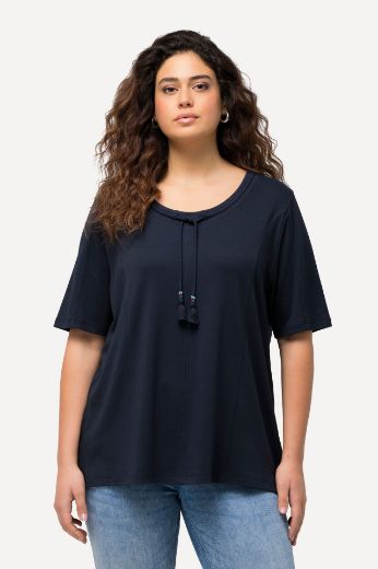 Plus size veliki brojevi Majica kratkih rukava s ukrasnim izrezom na vezanje za punije
