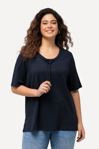 Plus size veliki brojevi Majica kratkih rukava s ukrasnim izrezom na vezanje za punije