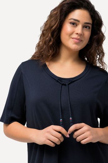 Plus size veliki brojevi Majica kratkih rukava s ukrasnim izrezom na vezanje za punije