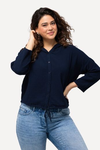 Plus size veliki brojevi Bluza s 3/4 rukavima i kapuljačom za punije