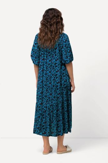 Plus size veliki brojevi Haljina Midi kratkih rukava na volane za punije