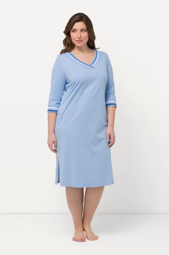 Plus size veliki brojevi Spavaćica s V izrezom na pruge za punije