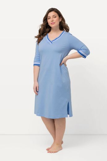 Plus size veliki brojevi Spavaćica s V izrezom na pruge za punije