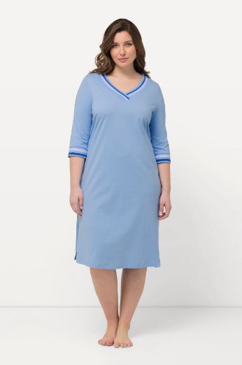 Plus size veliki brojevi Spavaćica s V izrezom na pruge za punije