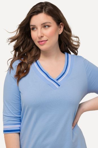Plus size veliki brojevi Spavaćica s V izrezom na pruge za punije