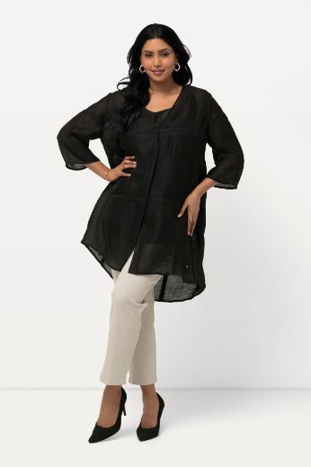 Plus size veliki brojevi Kardigan od lana s 3/4 rukavima za punije
