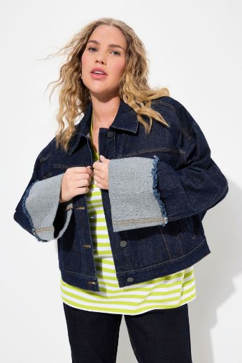 Plus size veliki brojevi Jakna od rastezljivog trapera kraći model za punije
