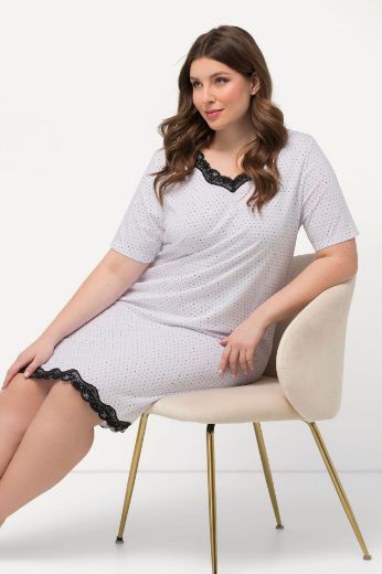 Plus size veliki brojevi Spavaćica kratkih rukava s dodatkom ukrasne čipke za punije
