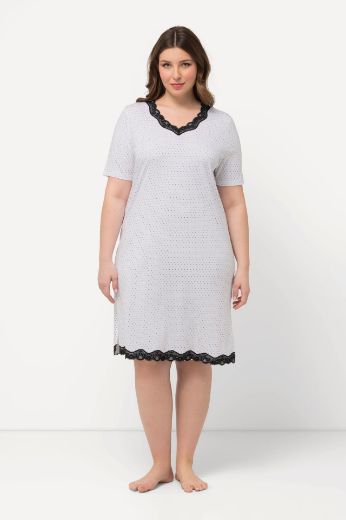 Plus size veliki brojevi Spavaćica kratkih rukava s dodatkom ukrasne čipke za punije