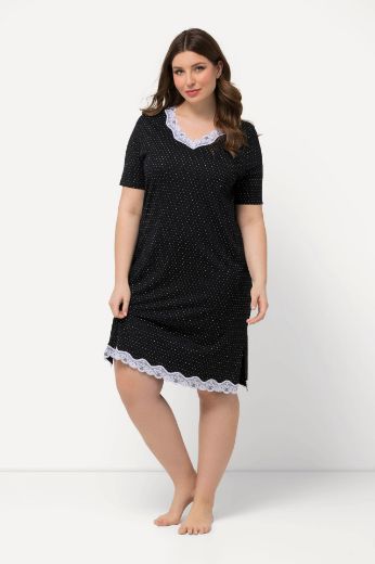 Plus size veliki brojevi Spavaćica kratkih rukava s dodatkom ukrasne čipke za punije