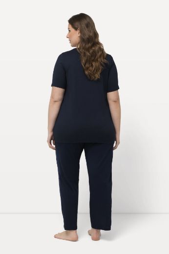 Plus size veliki brojevi Pidžama kratkih rukava i dugih nogavica sa satenskim detaljima za punije