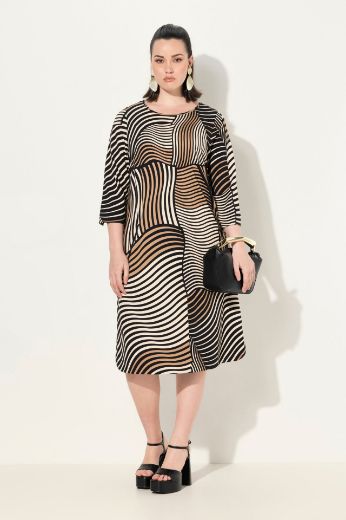 Plus size veliki brojevi Haljina 3/4 rukava s džepovima za punije