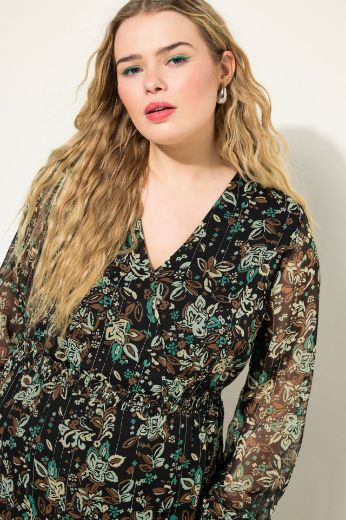 Plus size veliki brojevi Haljina dugih rukava A kroja za punije