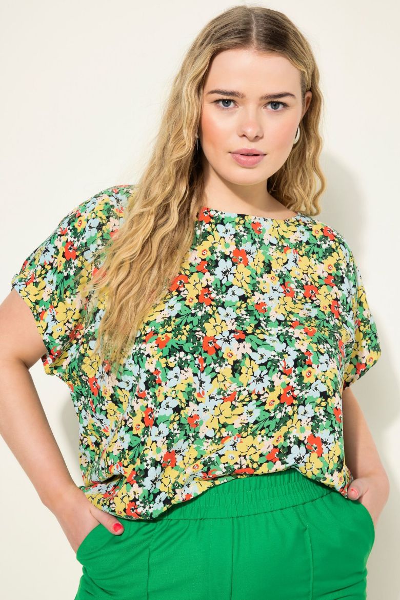 Plus size veliki brojevi Bluza okruglog izreza cvjetnog uzorka za punije