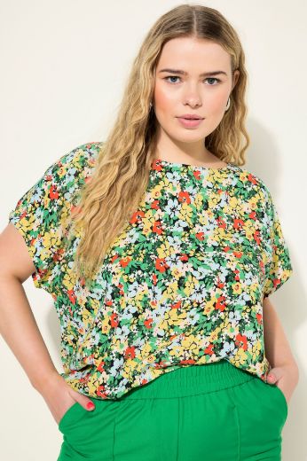 Plus size veliki brojevi Bluza okruglog izreza cvjetnog uzorka za punije
