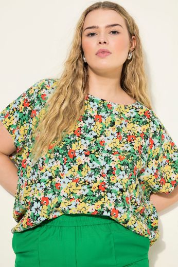 Plus size veliki brojevi Bluza okruglog izreza cvjetnog uzorka za punije
