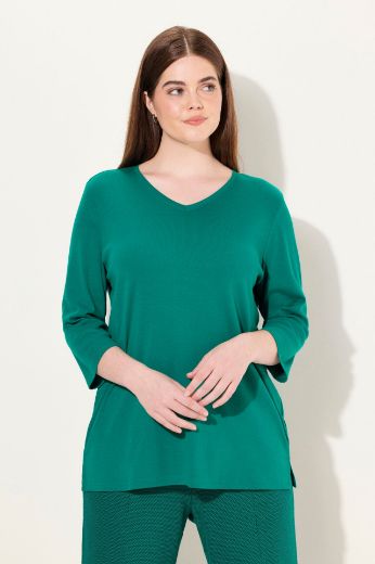 Plus size veliki brojevi Majica V ovratnika 3/4 rukava za punije
