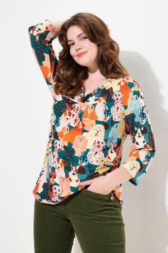 Plus size veliki brojevi Majica s printom spuštenog ovratnika za punije