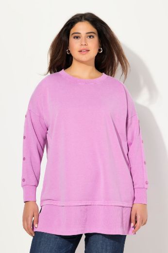 Plus size veliki brojevi Majica dugih rukava šireg kroja s gumbima na rukavima za punije