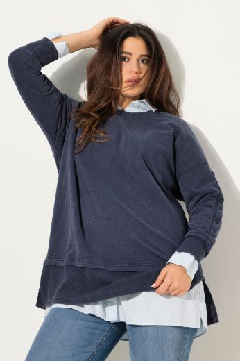 Plus size veliki brojevi Majica dugih rukava šireg kroja s gumbima na rukavima za punije
