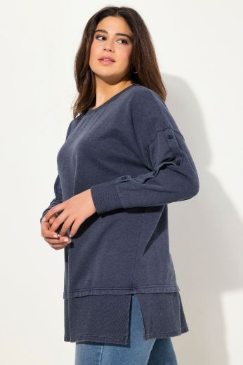 Plus size veliki brojevi Majica dugih rukava šireg kroja s gumbima na rukavima za punije