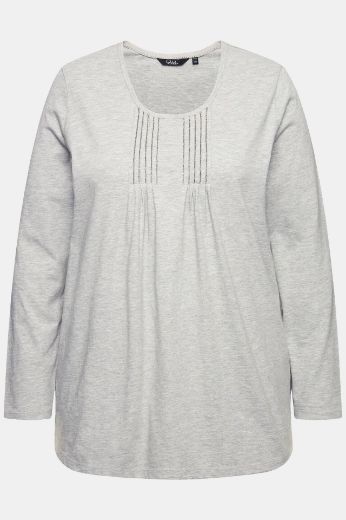 Plus size veliki brojevi Majica dugih rukava s naborima na prednjoj strani A kroja za punije