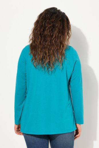Plus size veliki brojevi Majica dugih rukava s naborima na prednjoj strani A kroja za punije