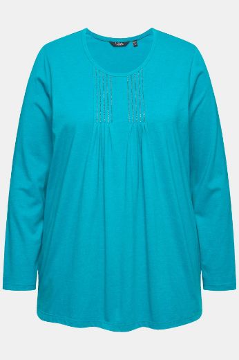 Plus size veliki brojevi Majica dugih rukava s naborima na prednjoj strani A kroja za punije