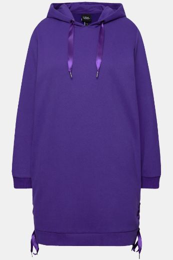 Plus size veliki brojevi Majica s kapuljačom dužeg kroja s ukrasnim vezanjem za punije