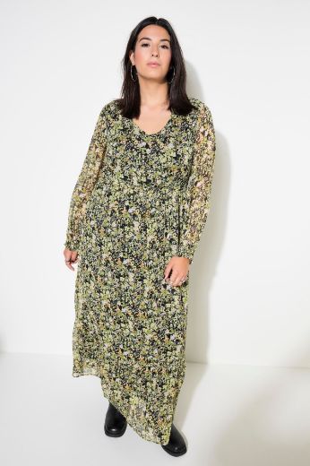 Plus size veliki brojevi Haljina maxi dugih rukava cvjetnog printa za punije