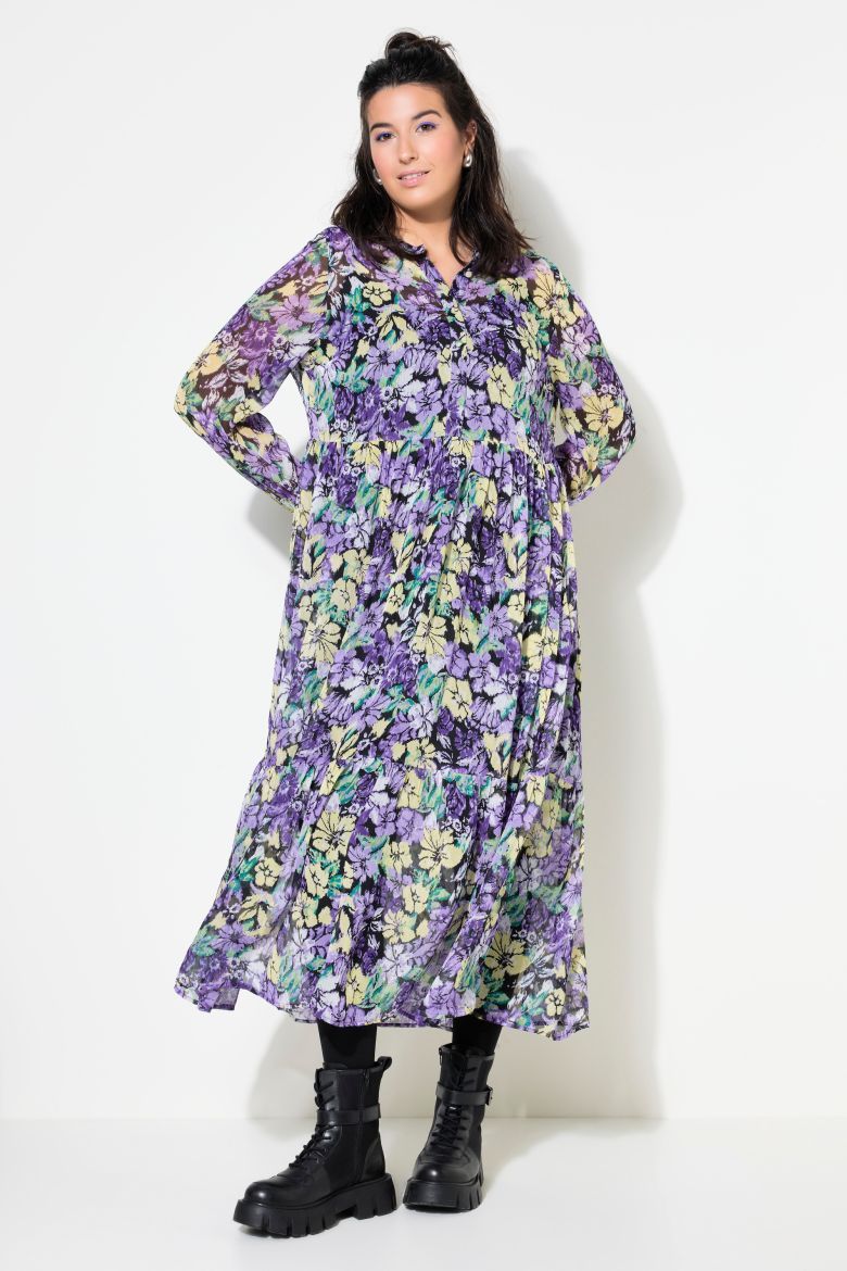 Plus size veliki brojevi Haljina maxi dugih rukava s printom za punije