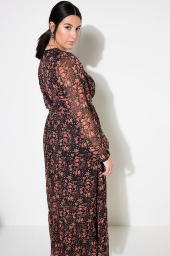 Plus size veliki brojevi Haljina maxi dugih rukava cvjetnog printa za punije