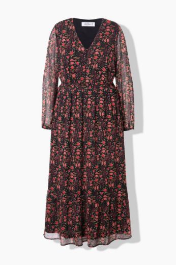 Plus size veliki brojevi Haljina maxi dugih rukava cvjetnog printa za punije