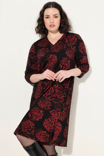 Plus size veliki brojevi Haljina s 3/4 rukavima V ovratnika za punije