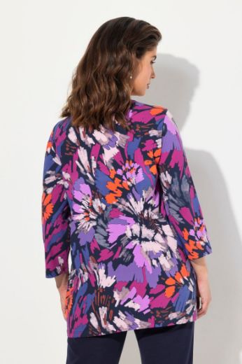 Plus size veliki brojevi Majica 3/4 rukava cvjetnog printa za punije