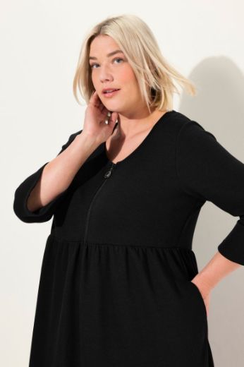 Plus size veliki brojevi Haljina s 3/4 rukavima i patentnim zatvaračem za punije