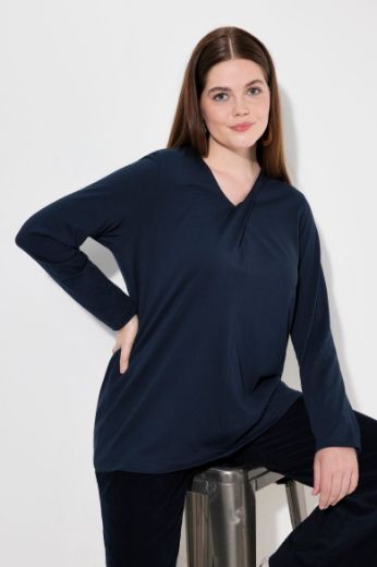 Plus size veliki brojevi Majica dugih rukava V ovratnika od eko pamuka za punije