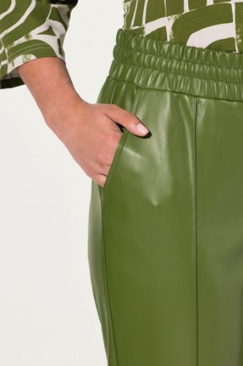Plus size veliki brojevi Hlače imitacija kože na vezanje za punije